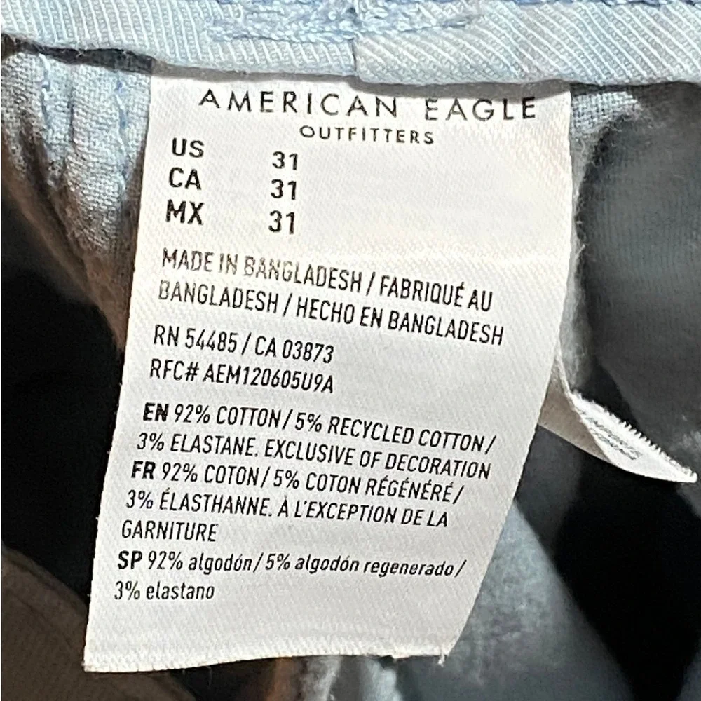 American Eagle Men's Flex Chino Shorts Light Blue Size 31 Stretch Flat Front